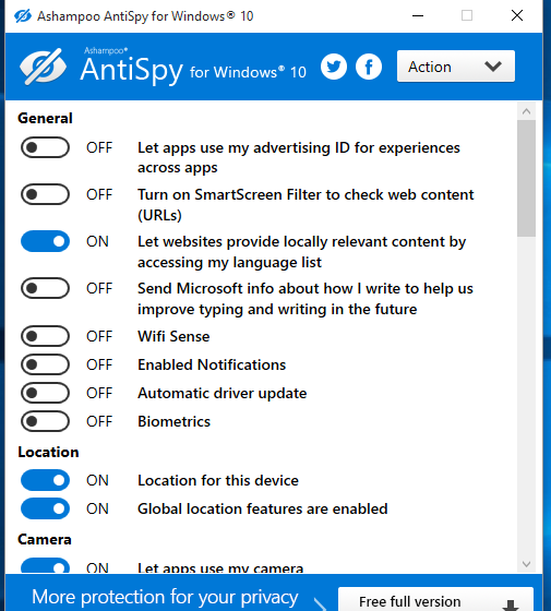 Ashampoo AntiSpy for Windows 10 1.1.0.1 Download Latest Version