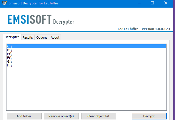 Emsisoft Decrypter for LeChiffre