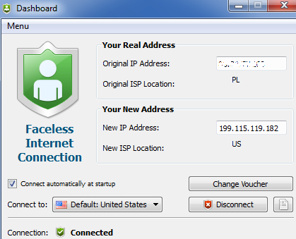 Faceless Internet Connection