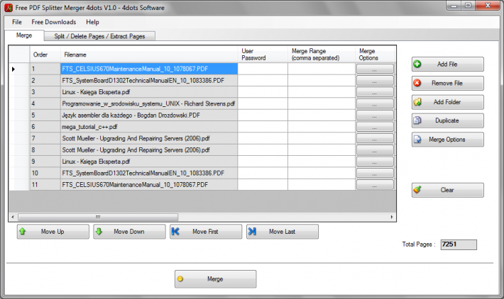 Free PDF Splitter Merger 4dots 