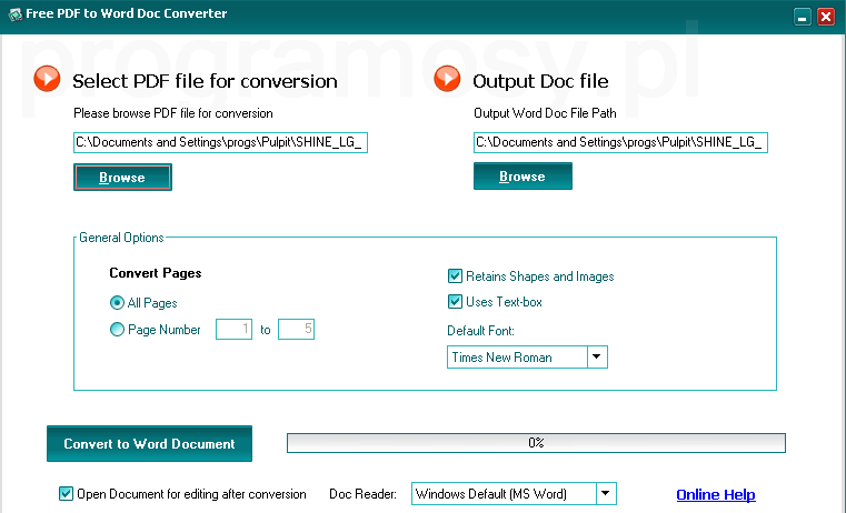 Free PDF to Word Doc Converter